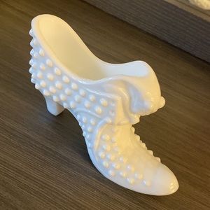 Vintage Fenton milk glass slipper